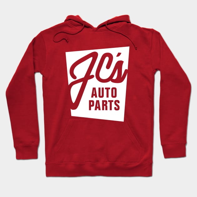JC Auto Parts - (Double-Sided Alt Design White on Solid Color) Hoodie by jepegdesign